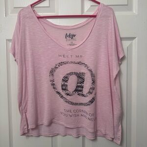 Tokyo Darling Pink Graphic Women's Top Size Large Boxy Flowy Light Weight